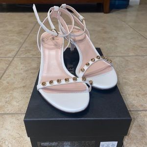 Strappy crystal-detail sandals in leather